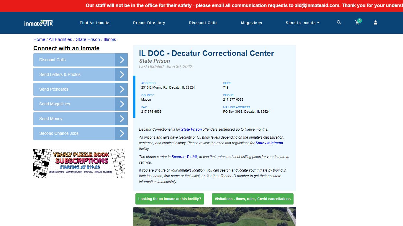 IL DOC - Decatur Correctional Center & Inmate Search - Decatur, IL