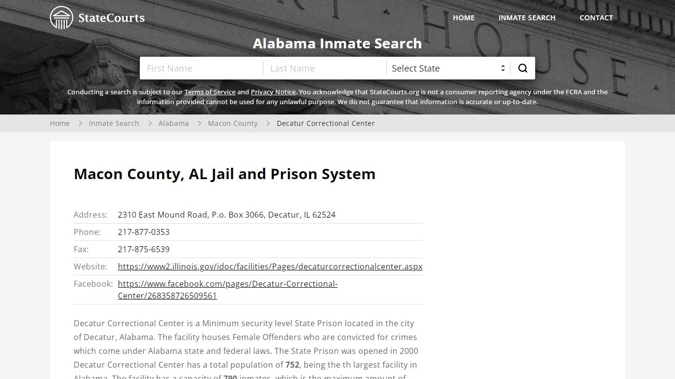 Decatur Correctional Center Inmate Records Search, Alabama - StateCourts