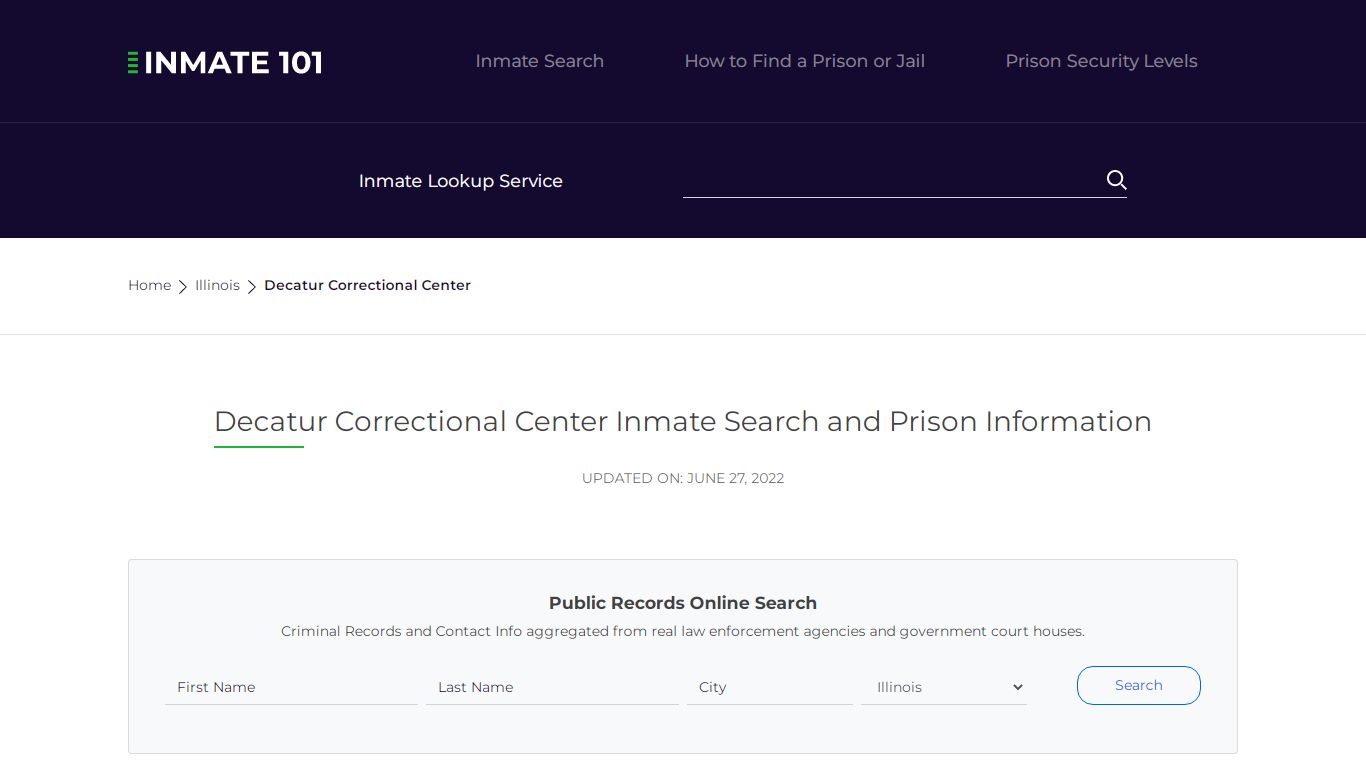 Decatur Correctional Center Inmate Search, Visitation, Phone no ...