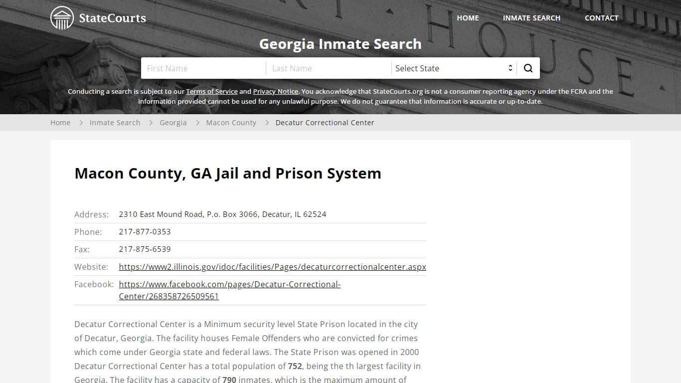 Decatur Correctional Center Inmate Records Search, Georgia - StateCourts